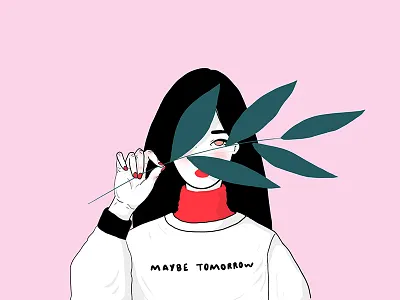 Maybe Tomorrow drawing girl illustration leaf maybe tomorrow tattoo flash tattoo ideas