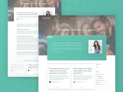 Advekit Blog app blog design green health mental health product design purple therapy web design