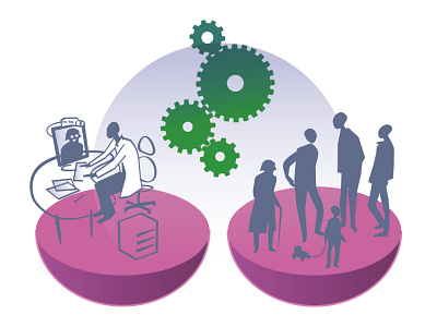 “The divided functionality”, vector art adobe adobeillustrator doctor generalpractisioners healthcare illustrator medical medicine social telemedicine vectorart workinprogress
