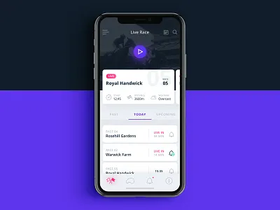 Horse Racing App Concept #2 alert card data gradient graph horse racing iphone x live mobile race start stats
