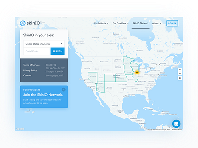 SkinIO Network google maps map network web website