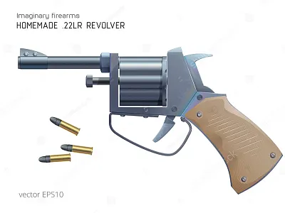 Homemade .22LR revolver .22lr cheap gun handicraft handmade homemade pistol realistic revolver small caliber urban vector