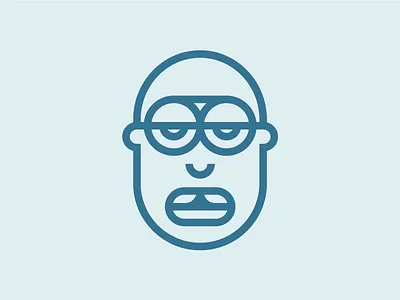 Unimpressed bald dude face guy man mono line monolinear