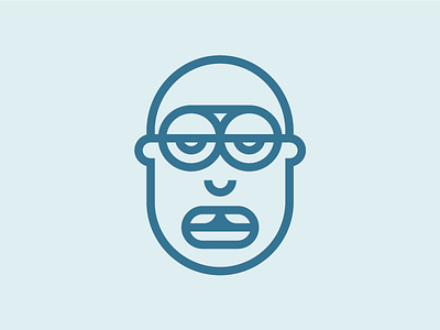 Unimpressed bald dude face guy man mono line monolinear