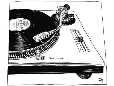 Turntable art illustration lp music record turntable vinyl