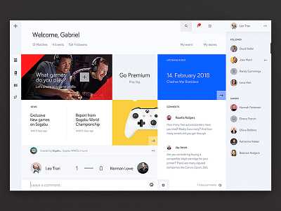 Sogabu Redesign gaming interface newsfeed project ui web