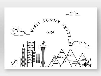 Postcard line art postcard seattle