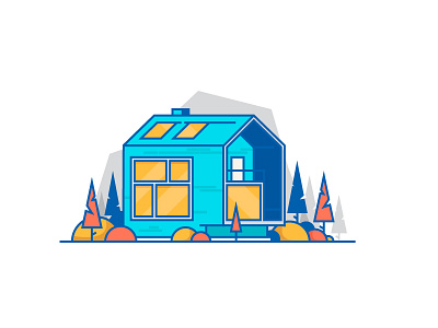 Modern forest house architecture forest house icon illustration littlearchitecture mountain tree