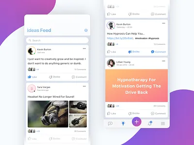 Ideas Feed | Messenger Application app cards feed gradient ios iphone iphonex like messenger news x