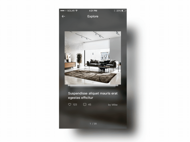 a effcet for a page about Interior design effect interface ui