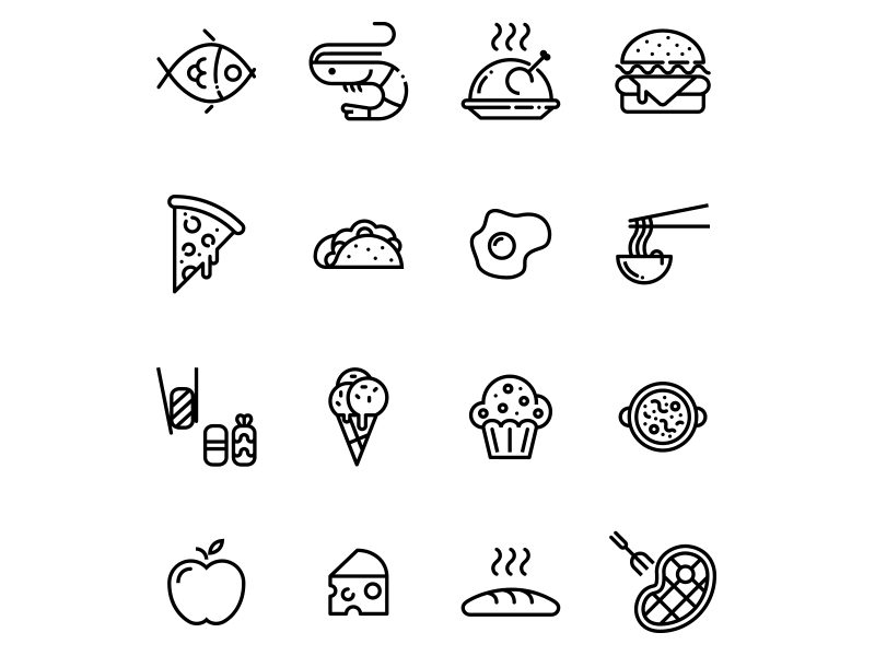 Food - Lipo Icon Set apple burguer cheese chicken fish food ice cream icon muffin pizza sushi