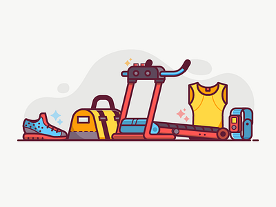 Sport Running fitness flat design icons run running sport treadmill