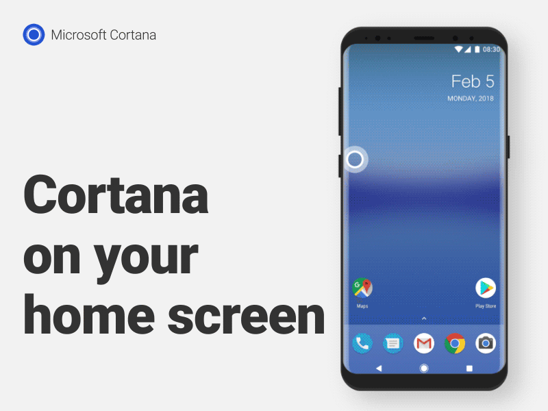 Cortana on launcher ai android animation cortana motion ui