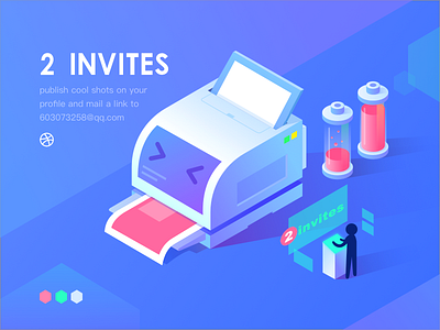 2 Dribbble Invites code dribbble invitation invites printer ui