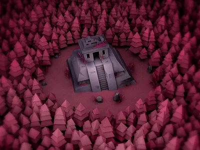 Aztec Ruins 3d aesthetic ancient art aztec forest lowpoly maya ruins temple