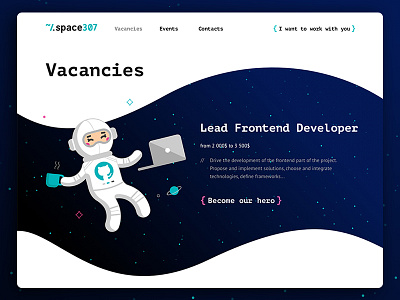 Vacancies cosmonaut design hero illustration space ui ux web