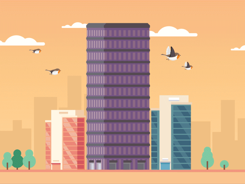 Sunset in the city building city cloud icon illustration illustrations skyscrapper sun tower town