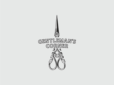 Logo for Gentleman's Corner Barbershop barber barber shop branding concept logo scissors typography unused