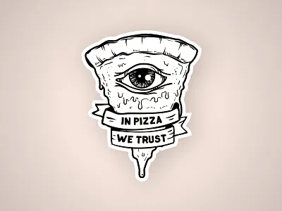 In Pizza We Trust contest eye food illustration pizza playoff sticker stickermule