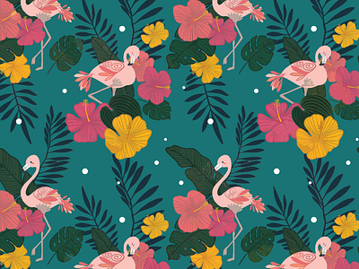 Tropical Vibe digital art flamingo illustration pattern surface pattern tropical