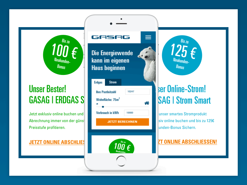 GASAG | Webdesign concept design electricity gas gasag mobile responsive web webdesign wireframe