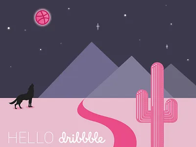 Hello Dribbble! debut dribbble first hello illustration pink shot