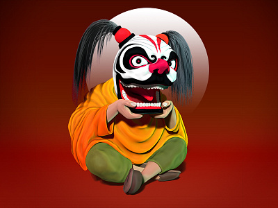 Komei Netsuke (boy with mask) mask netsuke zbrush