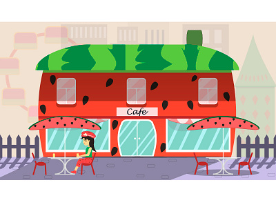 kids cafe cafe city girl red shadow watermelon