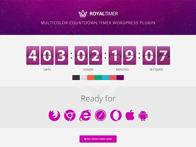 RoyalTimer - Multicolor Countdown Timer WordPress Plugin canvas countdown flashblue flip multicolor plugin resizable responsive royaltimer timer vector wordpress