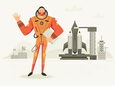 Project Launch astronaut character designer fireart fun graphics illustration metaphor project launch studio