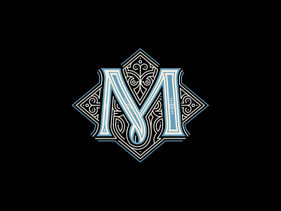 M detail dropcap lettering monogram