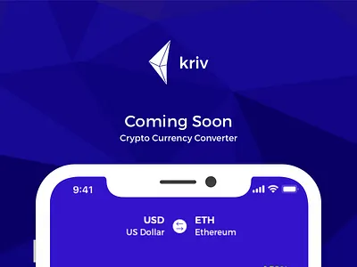 Kriv - Crypto/Fiat Currency Converter app brand currency illustrator launch logo mobile sketch soon ui
