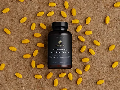 Inessa branding inessa logo multivitamins packaging vitamins
