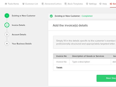 Invoice Creator form interface ui ux