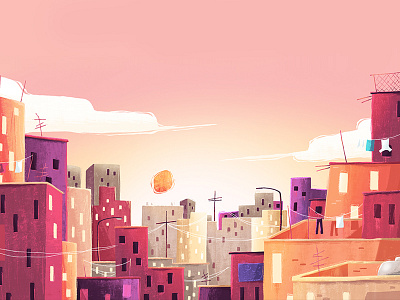 It's Monday! art background buildings city concept art illustration photoshop sunrise