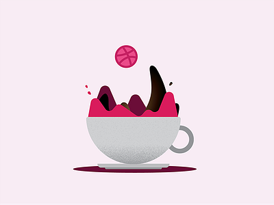 Hi Dribbble! coffee hello illustration morning