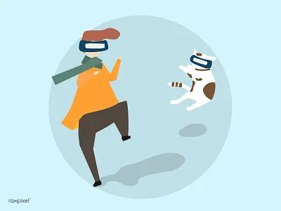 Vr cat entertainment fun illustration play vector virtual reality vr