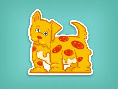 Pupperonni Pizza animal dog dribbble illustration pizza rebound sticker stickermule