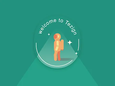 Welcome to Tezign astronaut badge graphic green illustration space tezign