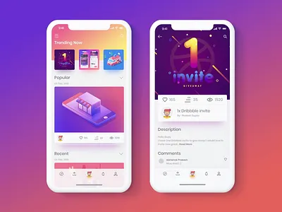 19/20 Portfolio app UI concept app colorful design interface ios iphone iphonex portfolio screen ux