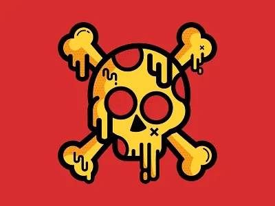 Death-By-Pizza food illustration mashup pirate pizza playoff skull sticker