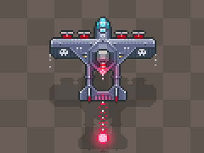 Enemy Gunship game game design pixel art plane