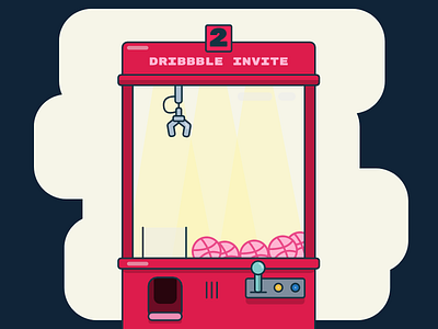 2 Dribbble invite 2d dribbble flat funfair illustration invitation invite minimal red