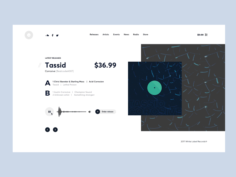 Independent record label animation interaction interface music player store uiux user website