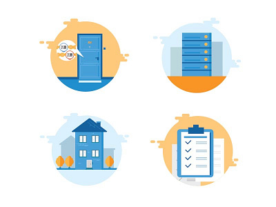 Illustrations for infographics building door file flat folder house icon illustration report server