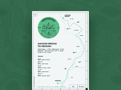 Hedgehog Walking Club Poster Series - 2 adventure badge clever coast grid hike map negative space poster route stamp sticker