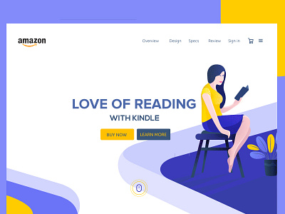 Kindle Landing Page amazon blue illustration kindle landing ui ux website women yellow