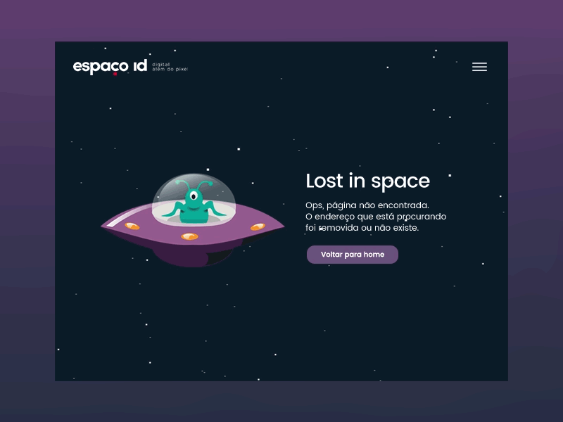 404 Page - Espaço ID 404 background design interface lost space ui ux web