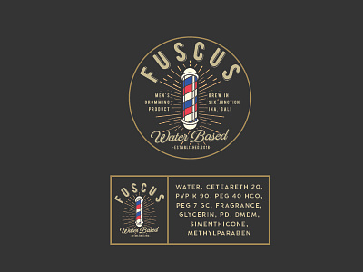 Design For Fuscus Pomade badge design barbershop branding design identity logo design typography vintage badge