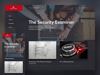 www.caveon.com blog dark ui desktop menu mobile news newsletter ui website